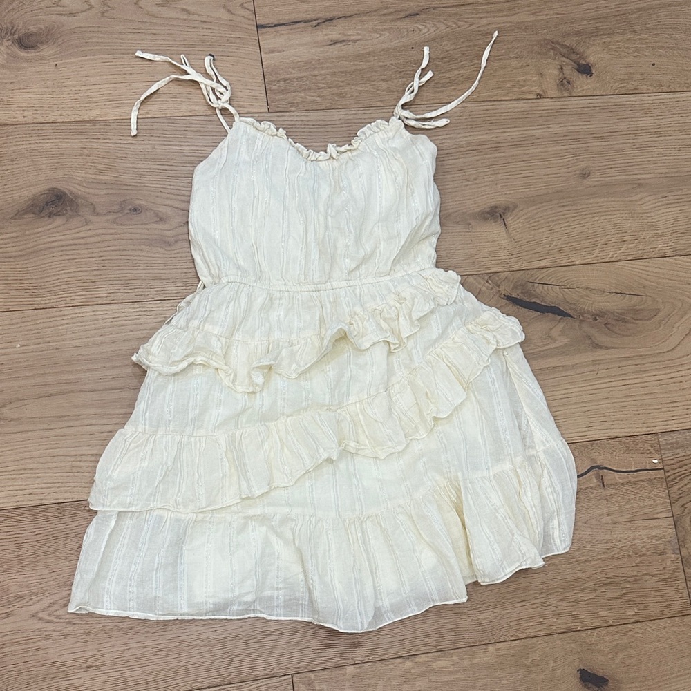 Max & Ash Charming Cream Ruffled Kids Dress butter yellow 8